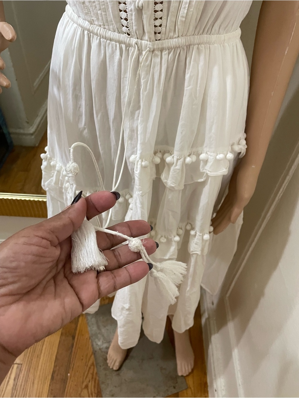Sea New York White Tiered Midi Dress with Lace Accents - Picture 6 of 15